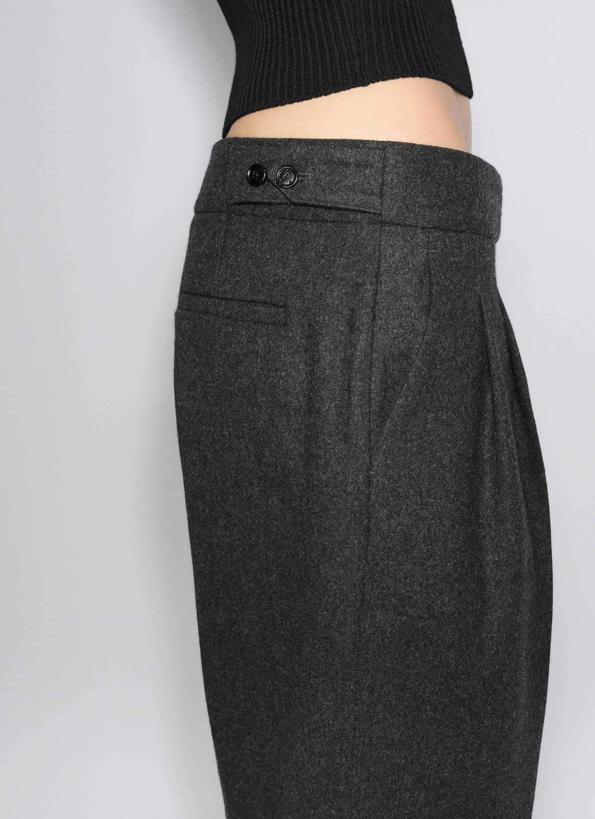 FLANNEL TAILORED PANTS ALAÏA ANTHRACITE FLANNEL TAILORED PANTS